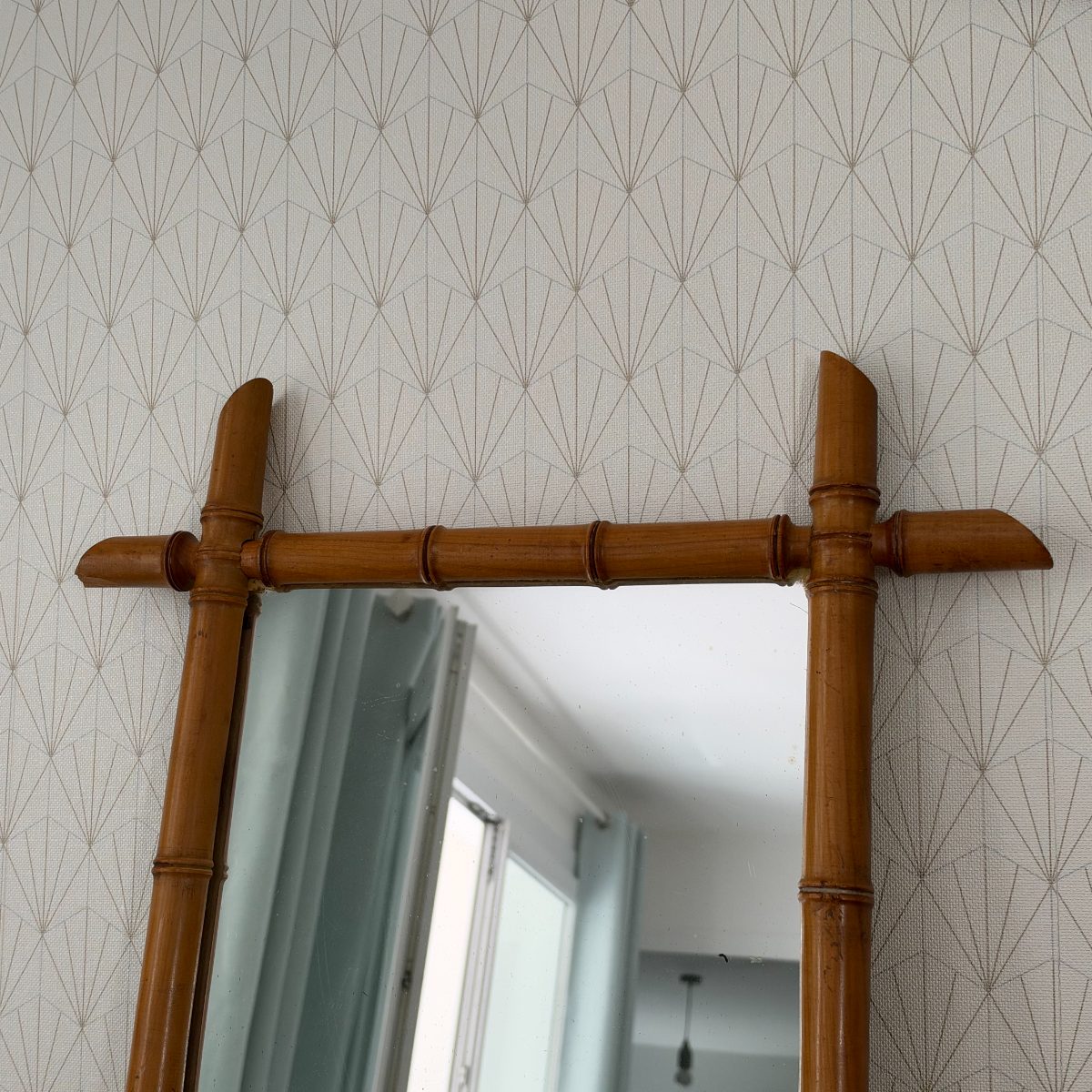 Antique French Faux Bamboo Wood Mirror Turned Wood Frame 0710265 Fleamarketfrance