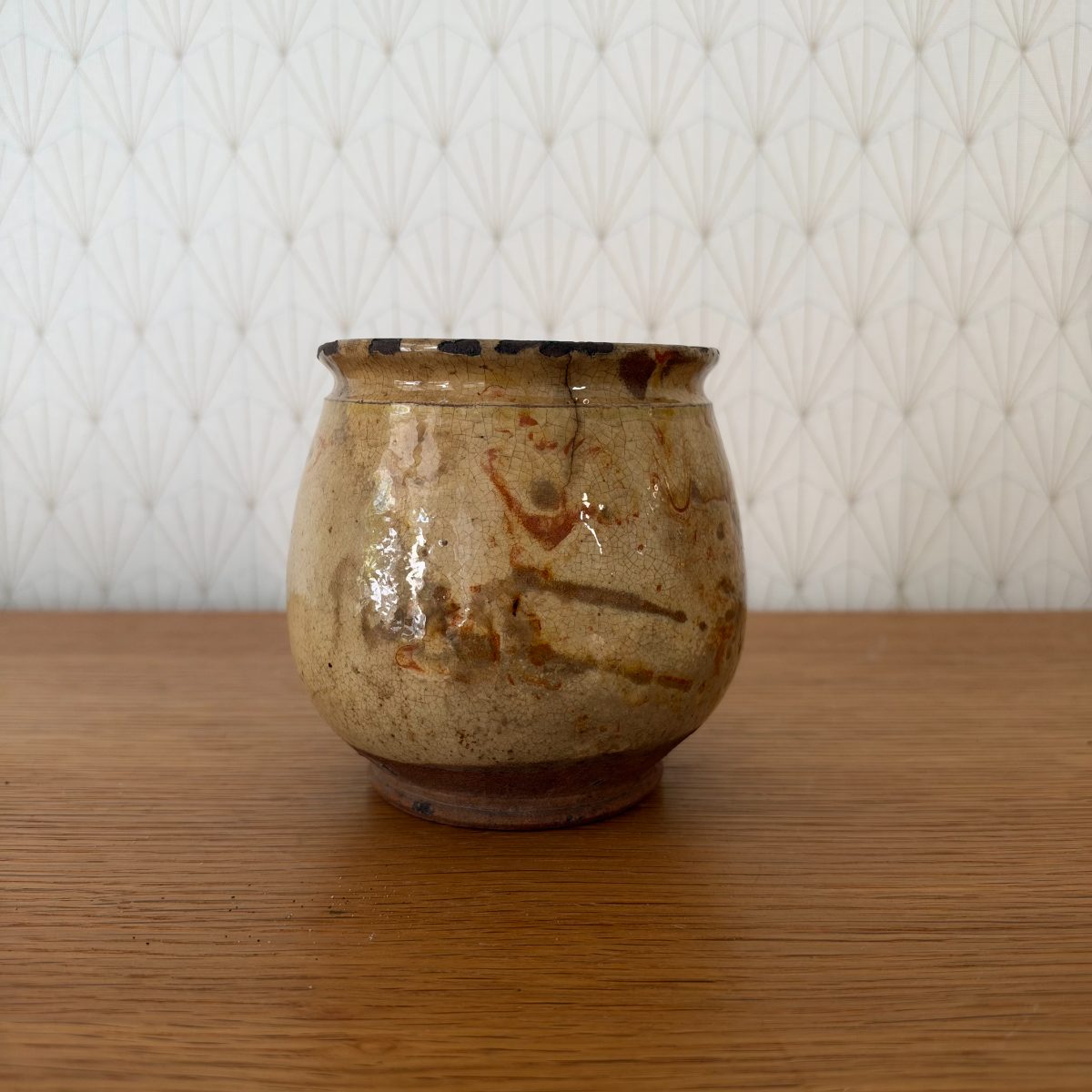 French Rustic Glazed Stoneware Pot Vintage Studio Pottery Vase 07102619 Fleamarketfrance