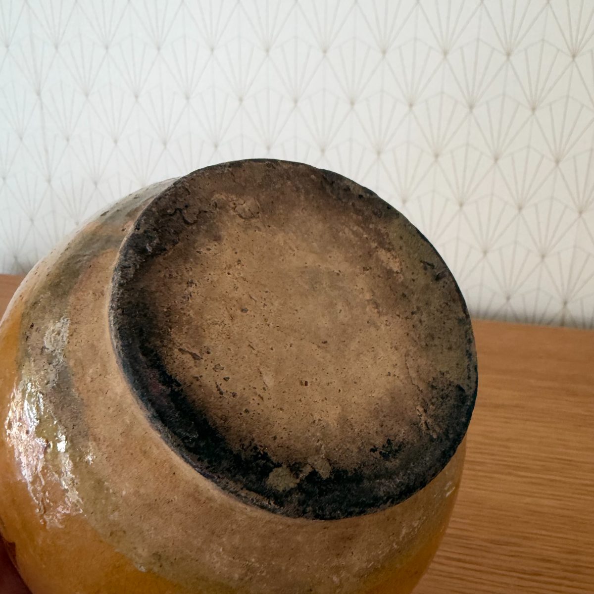 Antique French Earthenware Pot Marbled Manganese Glaze Farmhouse 07102612 Fleamarketfrance