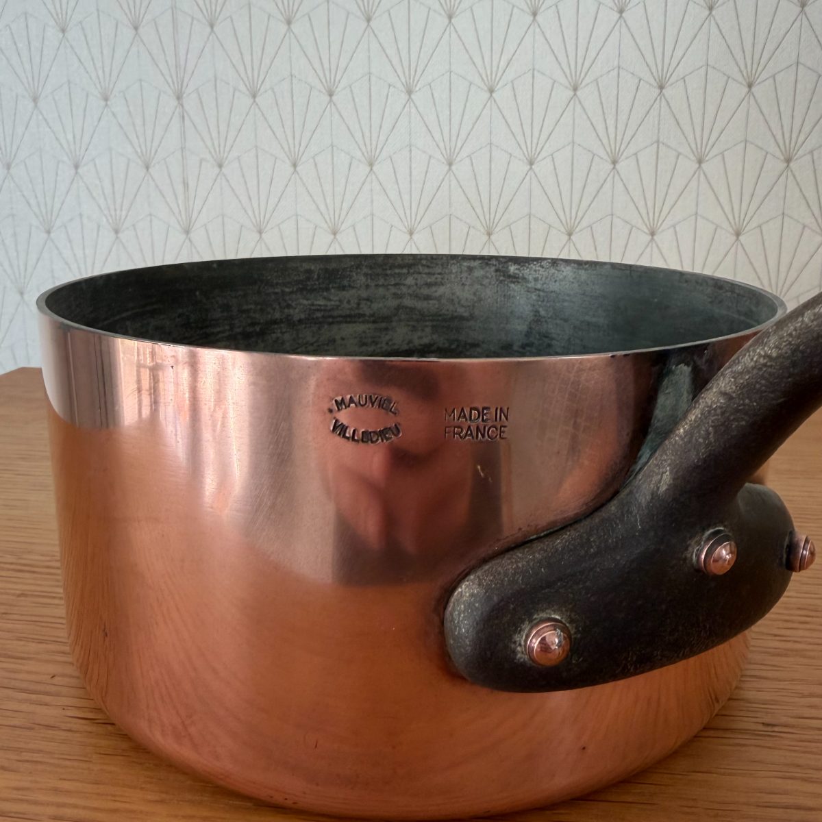 Vintage French Copper Saucepan Mauviel Villedieu Iron Handle Made in 1410265 Fleamarketfrance