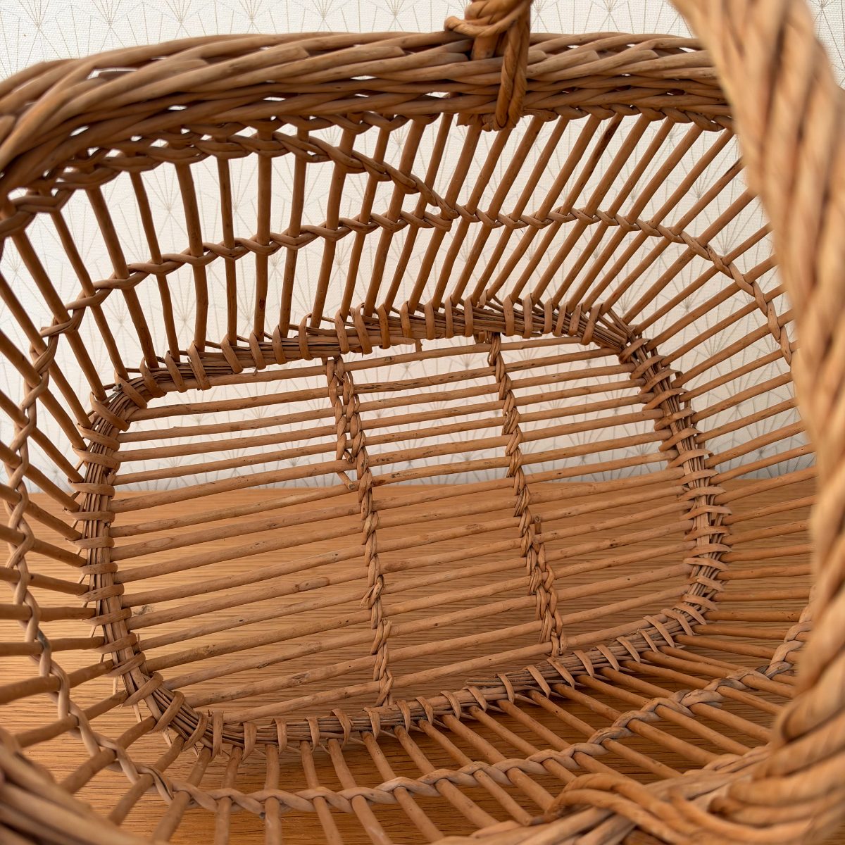 Vintage French Wicker Market Basket with Handle Farmhouse 20102620 Fleamarketfrance