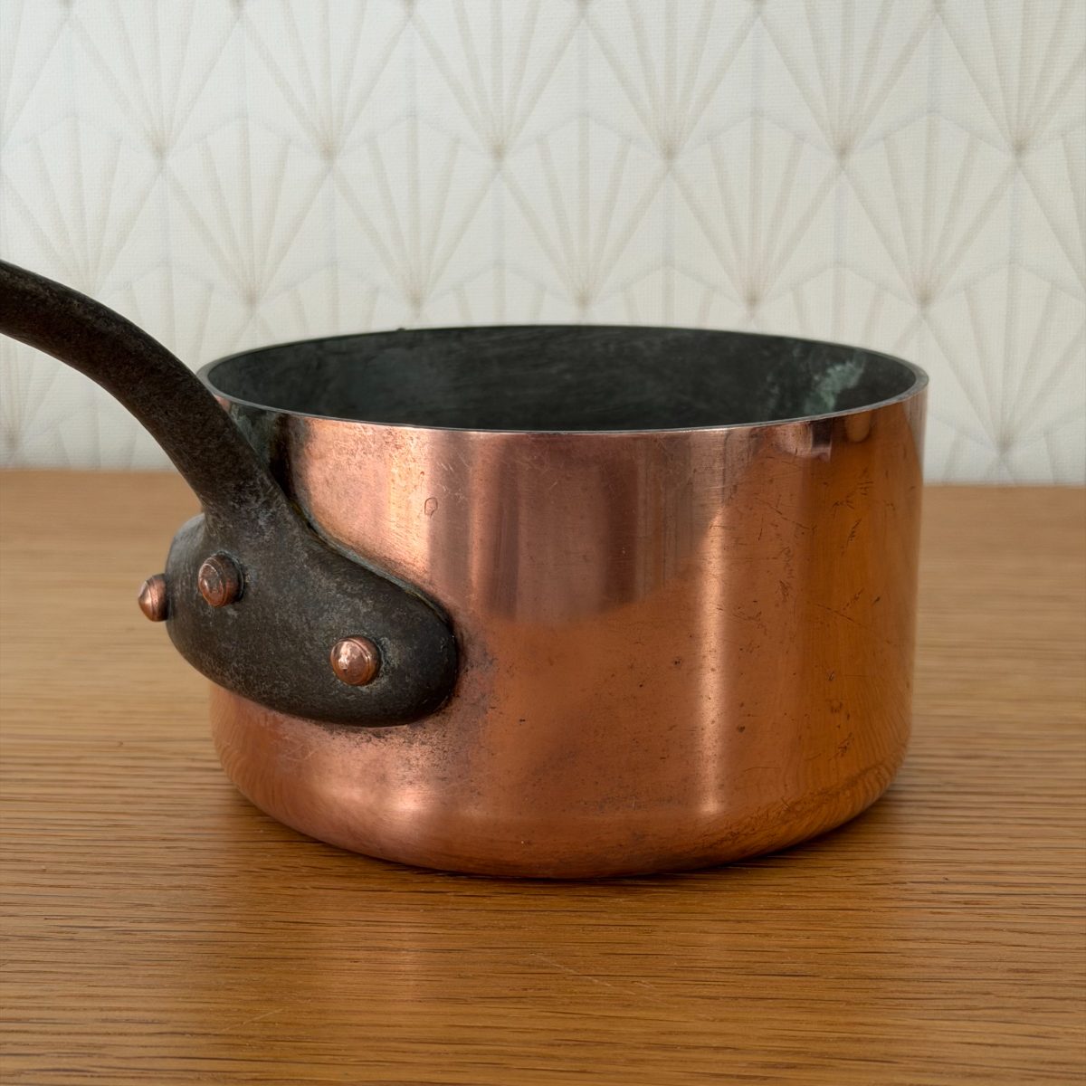 French Copper Saucepan Mauviel Villedieu Cast Iron Handle Tin Lined 1410264 Fleamarketfrance