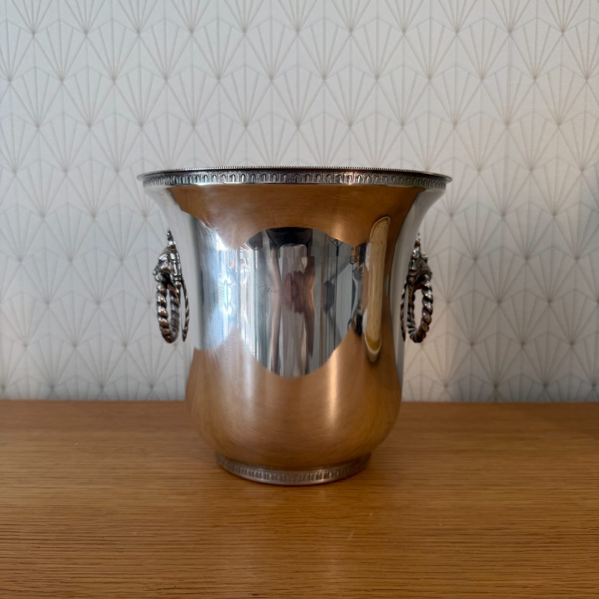 French Silver Plated Champagne Ice Bucket Lion Head Handles AlpaDur 26102610 Fleamarketfrance