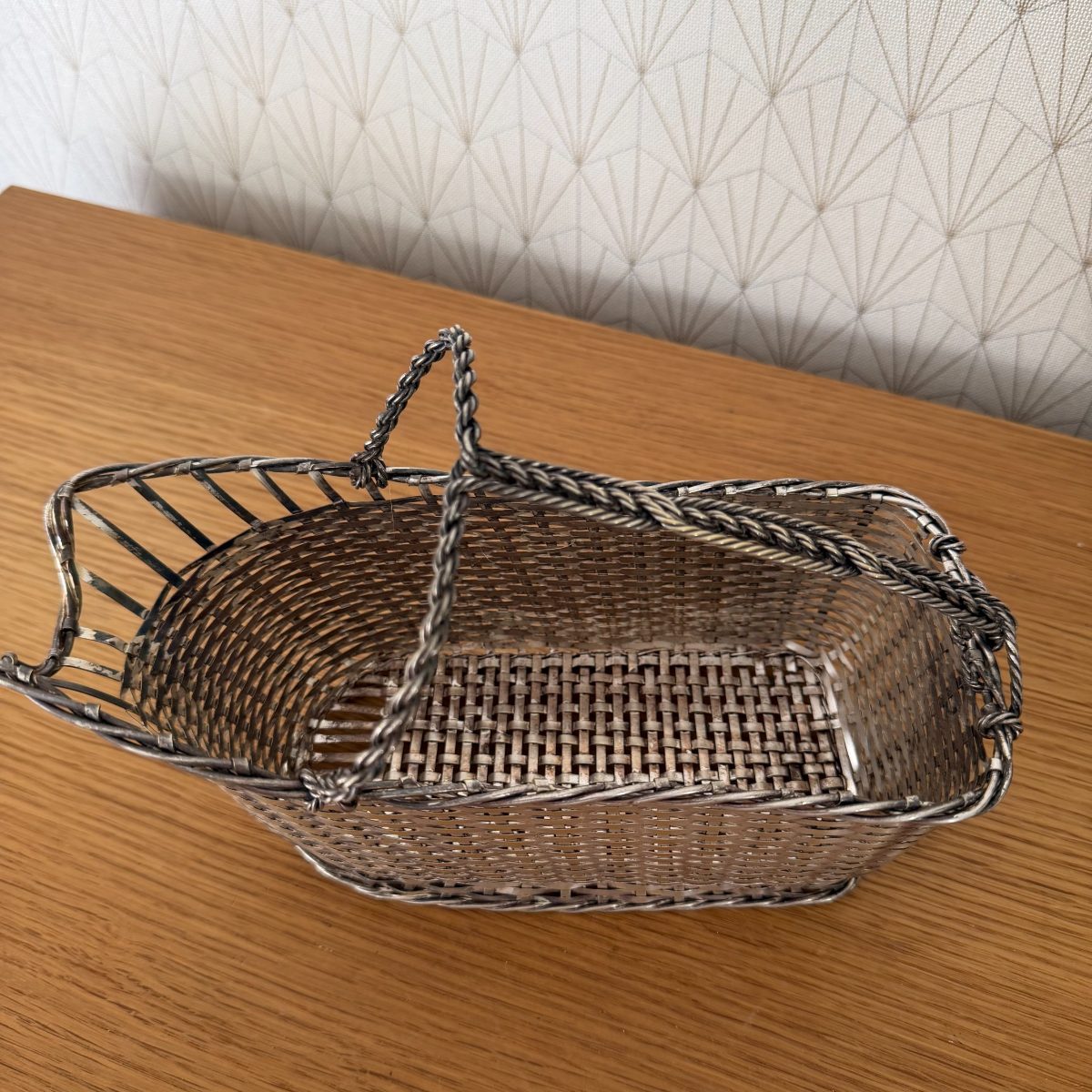 French Silver Plated Woven Wire Bottle Basket Gallia Christofle 14102613 Fleamarketfrance