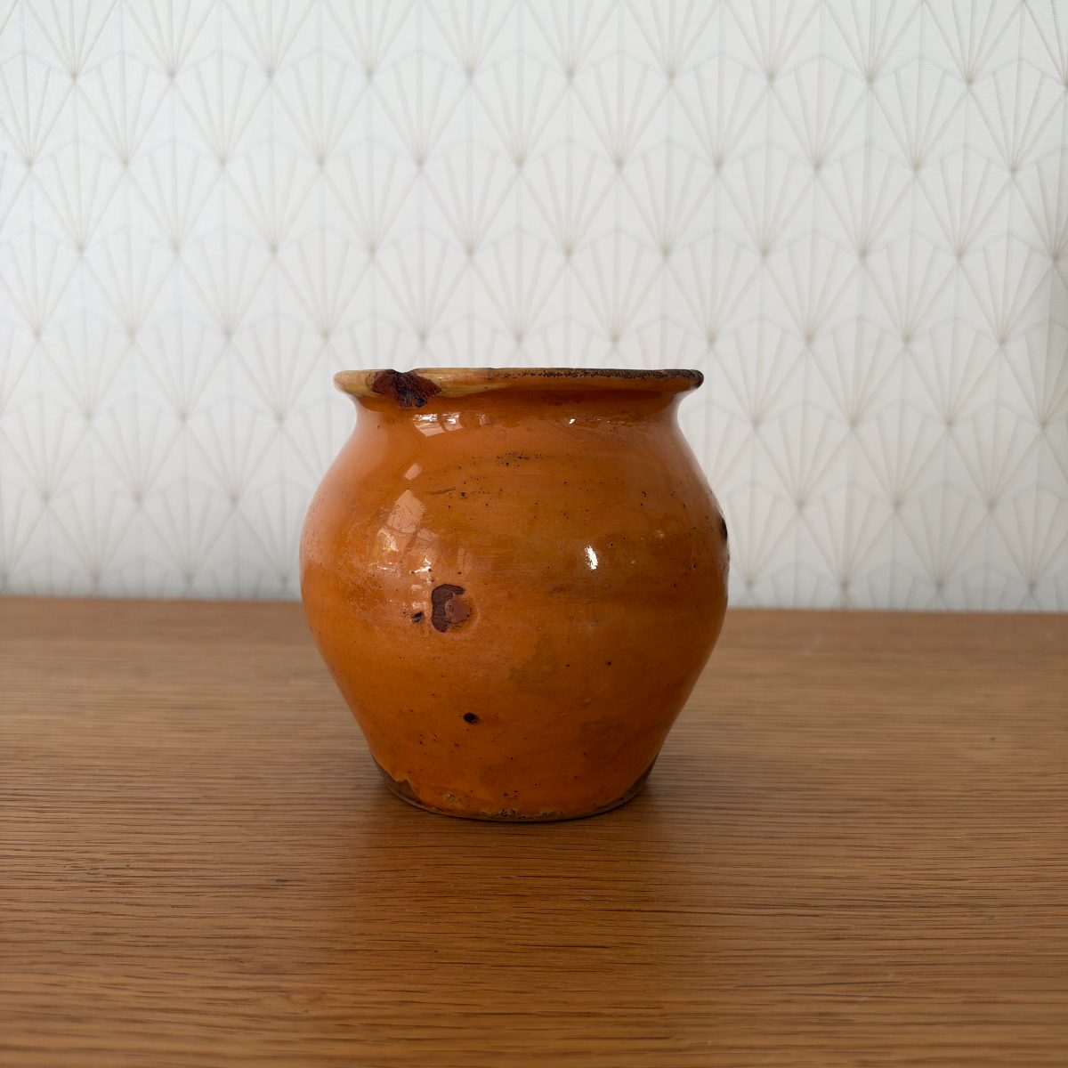 French Antique Confit Pot Glazed Terracotta Pottery Jar 07102610 Fleamarketfrance