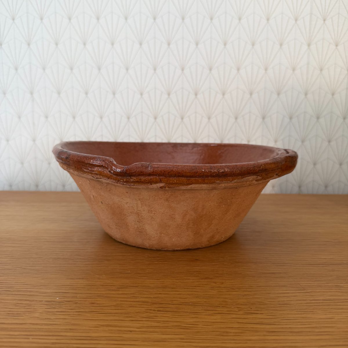Antique French Terracotta Bowl Red Glaze Rustic Pottery 26102612 Fleamarketfrance