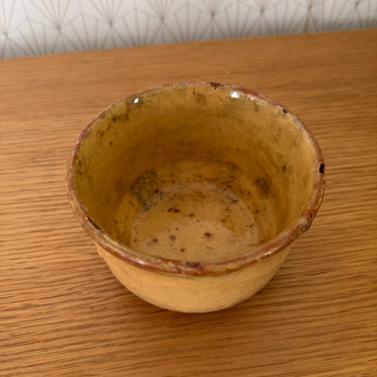 Antique French Earthenware Bowl Ochre Yellow Glaze Rustic Pottery 14102610 Fleamarketfrance