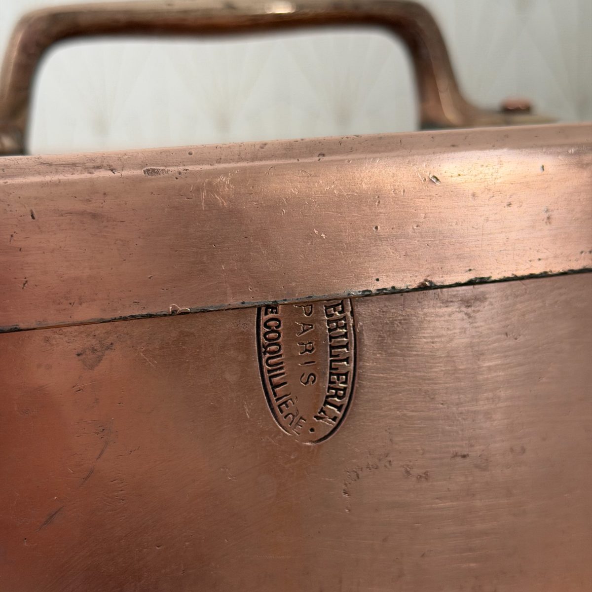 Antique French Copper Oval Cocotte Pot Dehillerin Paris Brass Handles 14102615 Fleamarketfrance