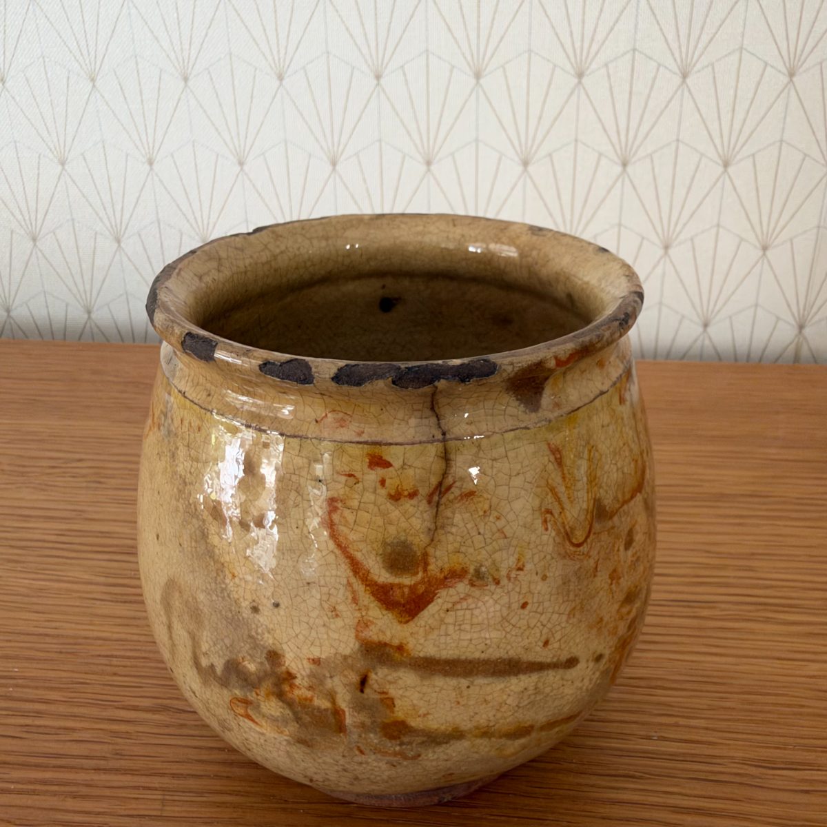 French Rustic Glazed Stoneware Pot Vintage Studio Pottery Vase 07102619 Fleamarketfrance