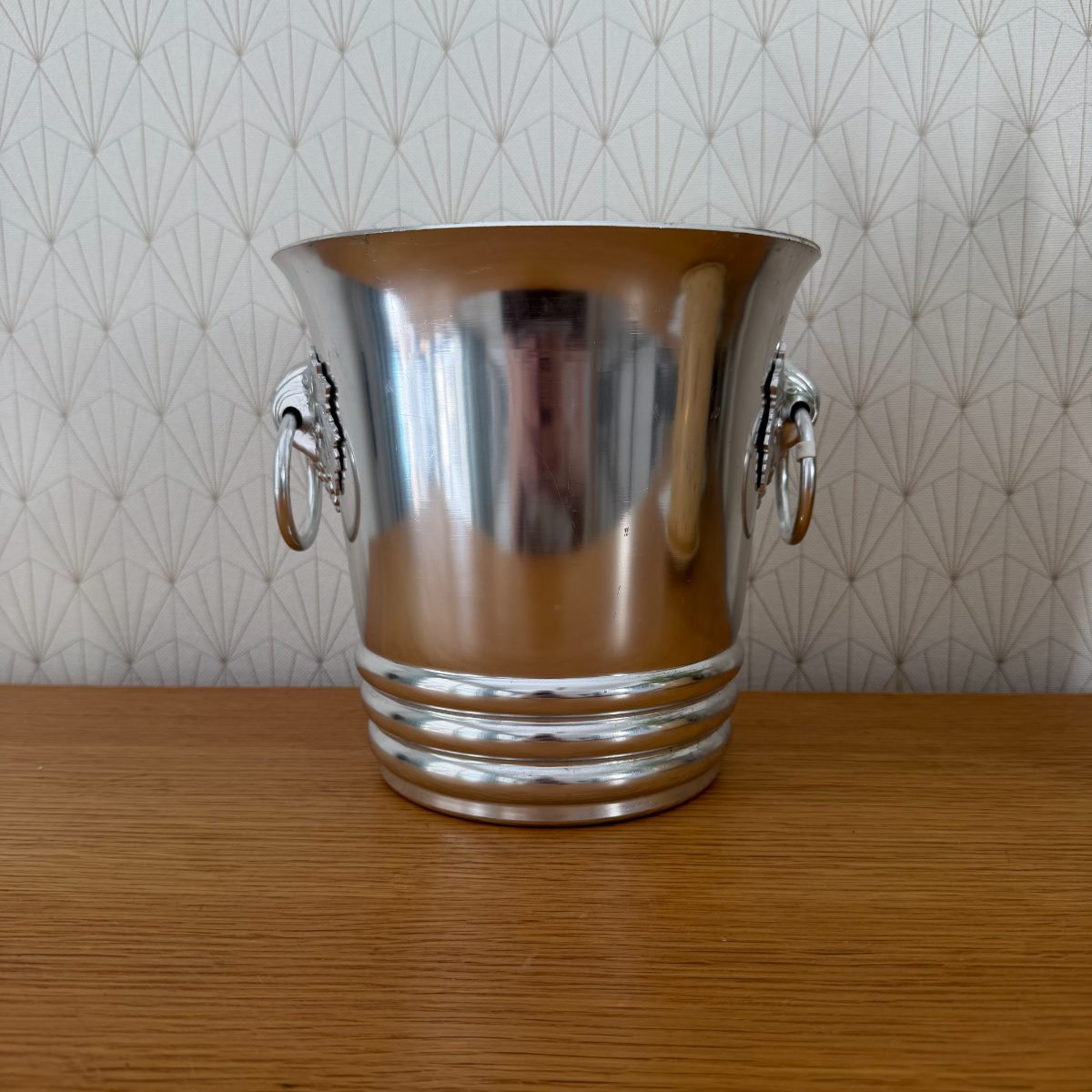 French Champagne Ice Bucket Silver Aluminum Vine Ring Handles Argit 1010264 Fleamarketfrance