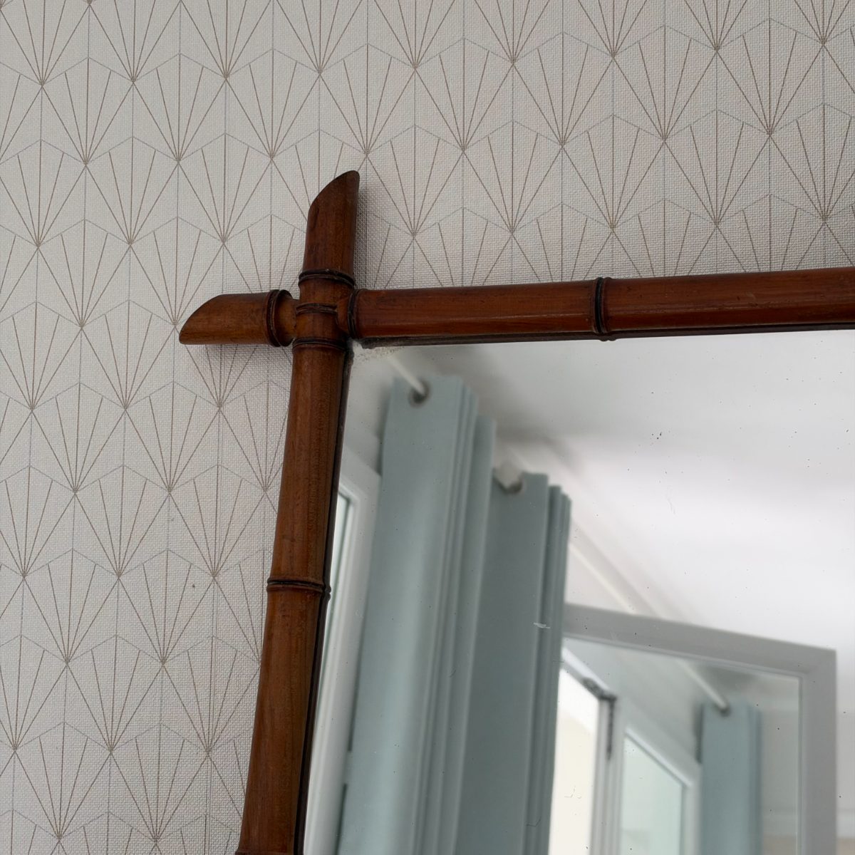 Antique French Faux Bamboo Wood Mirror Rustic Farmhouse Decor 2210264 Fleamarketfrance