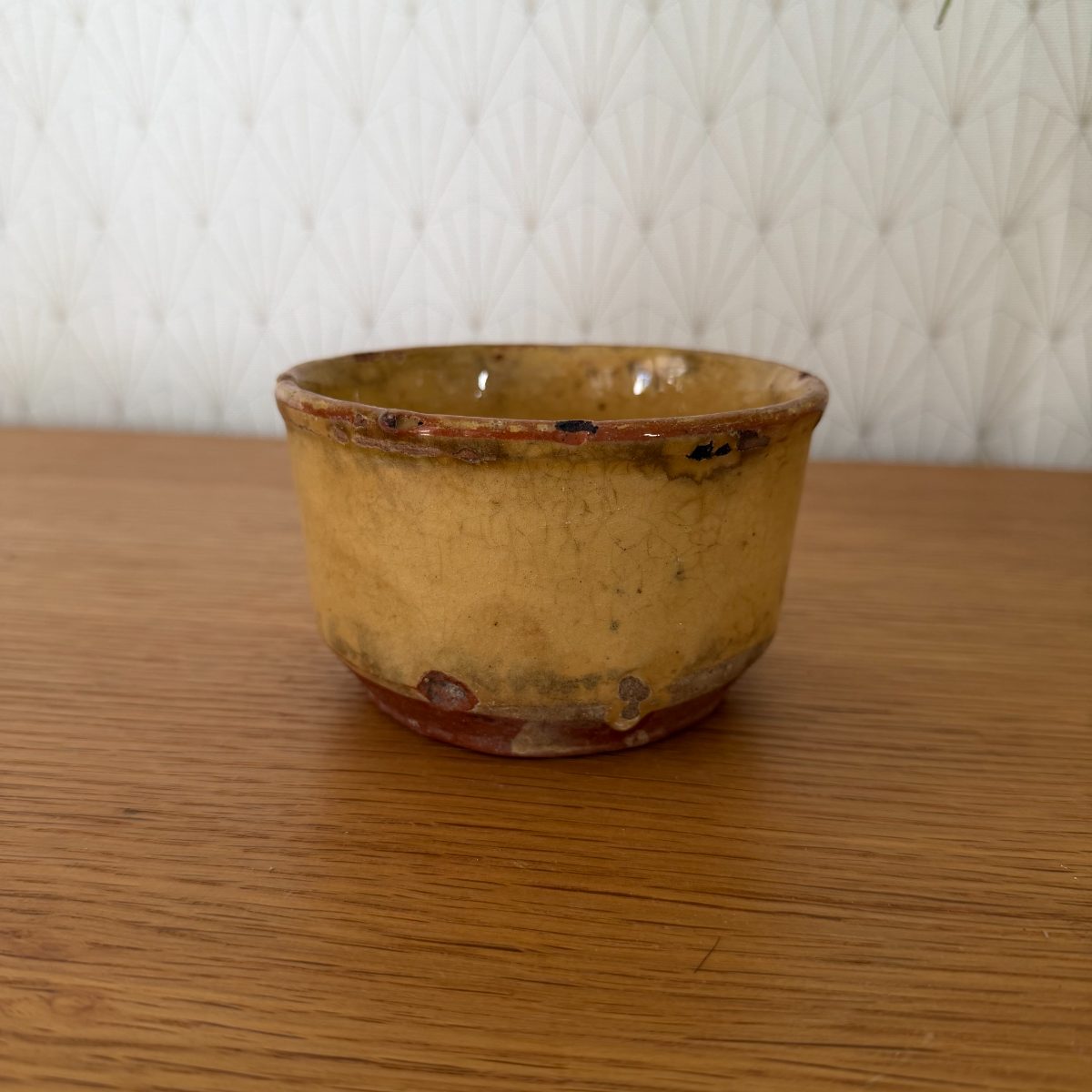 Antique French Earthenware Bowl Ochre Yellow Glaze Rustic Pottery 14102610 Fleamarketfrance