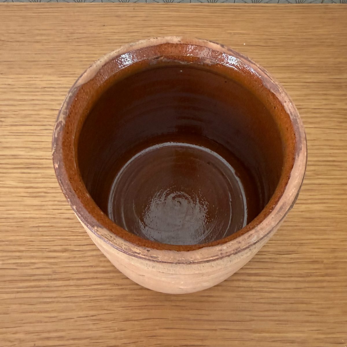 French Antique Terracotta Confit Pot Brown Glaze Interior Farmhouse 14102619 Fleamarketfrance