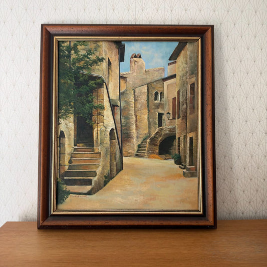 French Oil Painting Village Scene Signed Dorgendial Framed Vintage 0910263 Fleamarketfrance