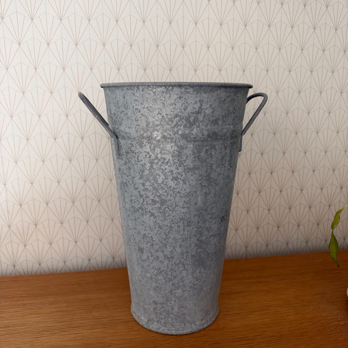 Vintage French Zinc Flower Bucket Vase with Handles Farmhouse 09102615 Fleamarketfrance