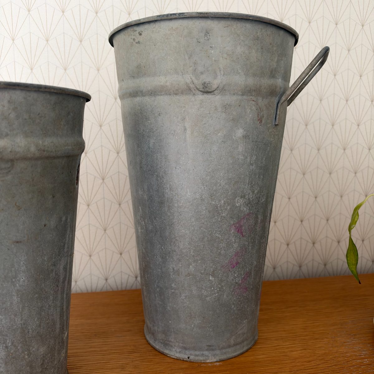 Vintage French Zinc Flower Bucket Florist Vase Set of 2 09102616 Fleamarketfrance