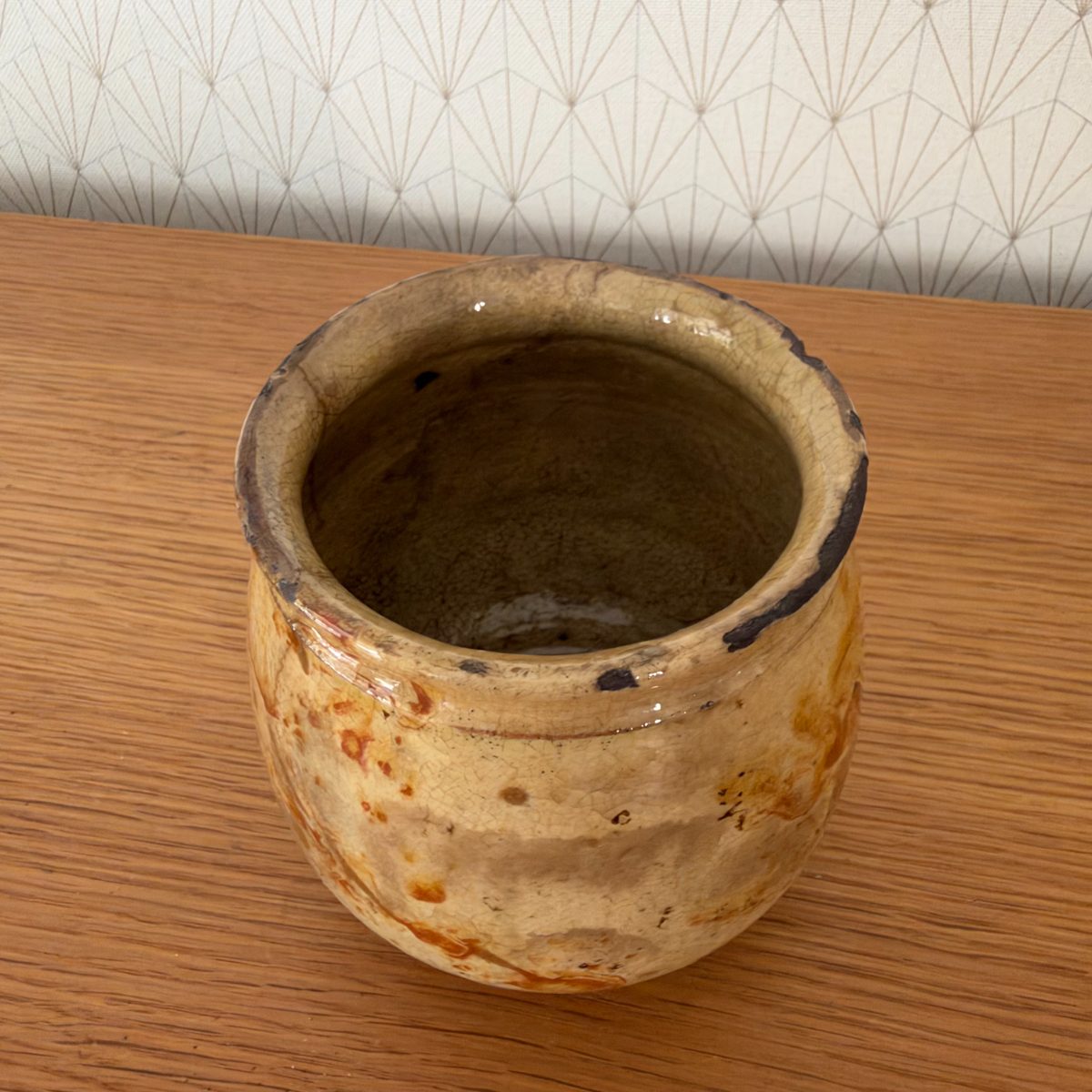 French Rustic Glazed Stoneware Pot Vintage Studio Pottery Vase 07102619 Fleamarketfrance