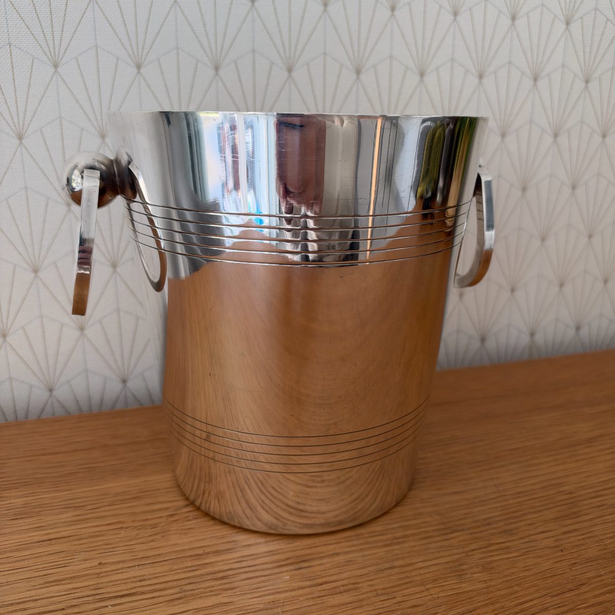 French Vintage Champagne Ice Bucket Stainless Steel Ring Handles 2210263 Fleamarketfrance