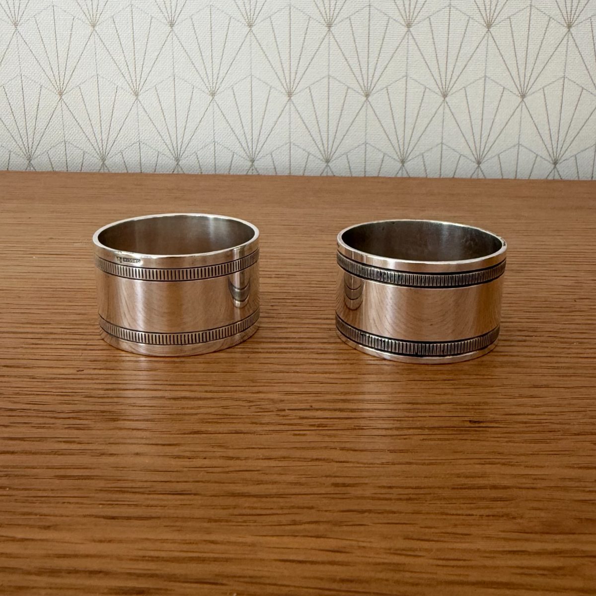 French Silver Plated Napkin Rings Set 2 Art Deco GALLIA Antique 20102634 Fleamarketfrance