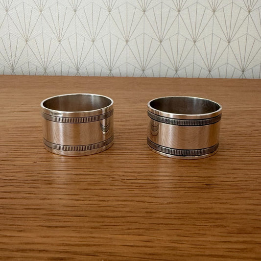 French Silver Plated Napkin Rings Set 2 Art Deco GALLIA Antique 20102634 Fleamarketfrance