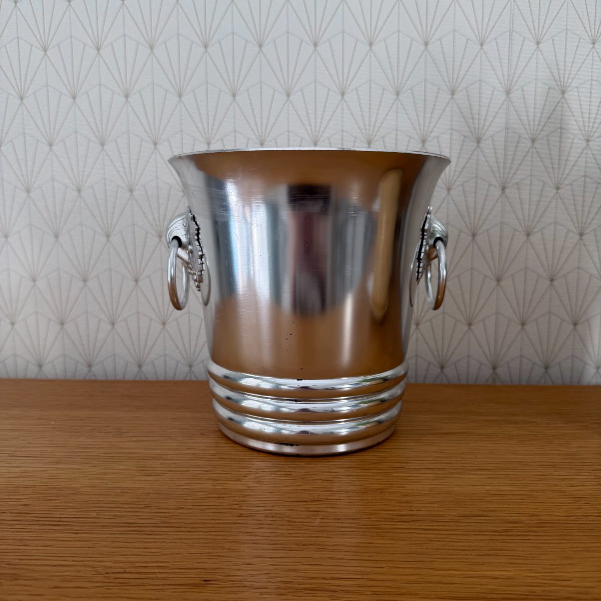 French Champagne Ice Bucket Silver Aluminum Vine Ring Handles Argit 1010264 Fleamarketfrance