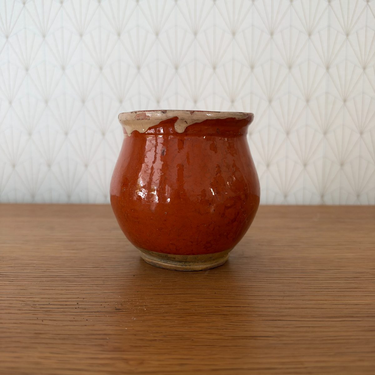 French Antique Glazed Terracotta Pottery Jar Red Farmhouse Pot 07102614 Fleamarketfrance