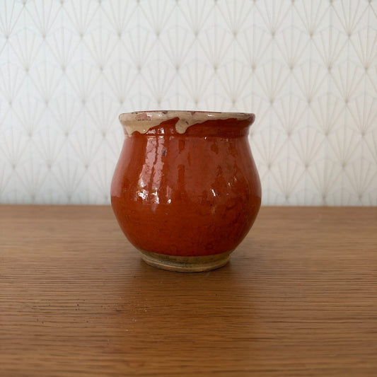 French Antique Glazed Terracotta Pottery Jar Red Farmhouse Pot 07102614 Fleamarketfrance