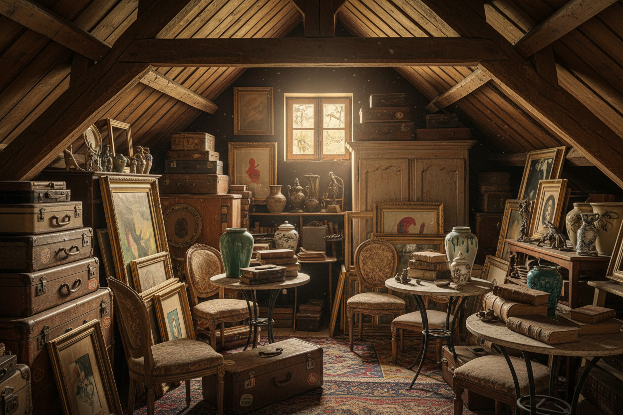 un fond de grenier avec pleins d'affaires
